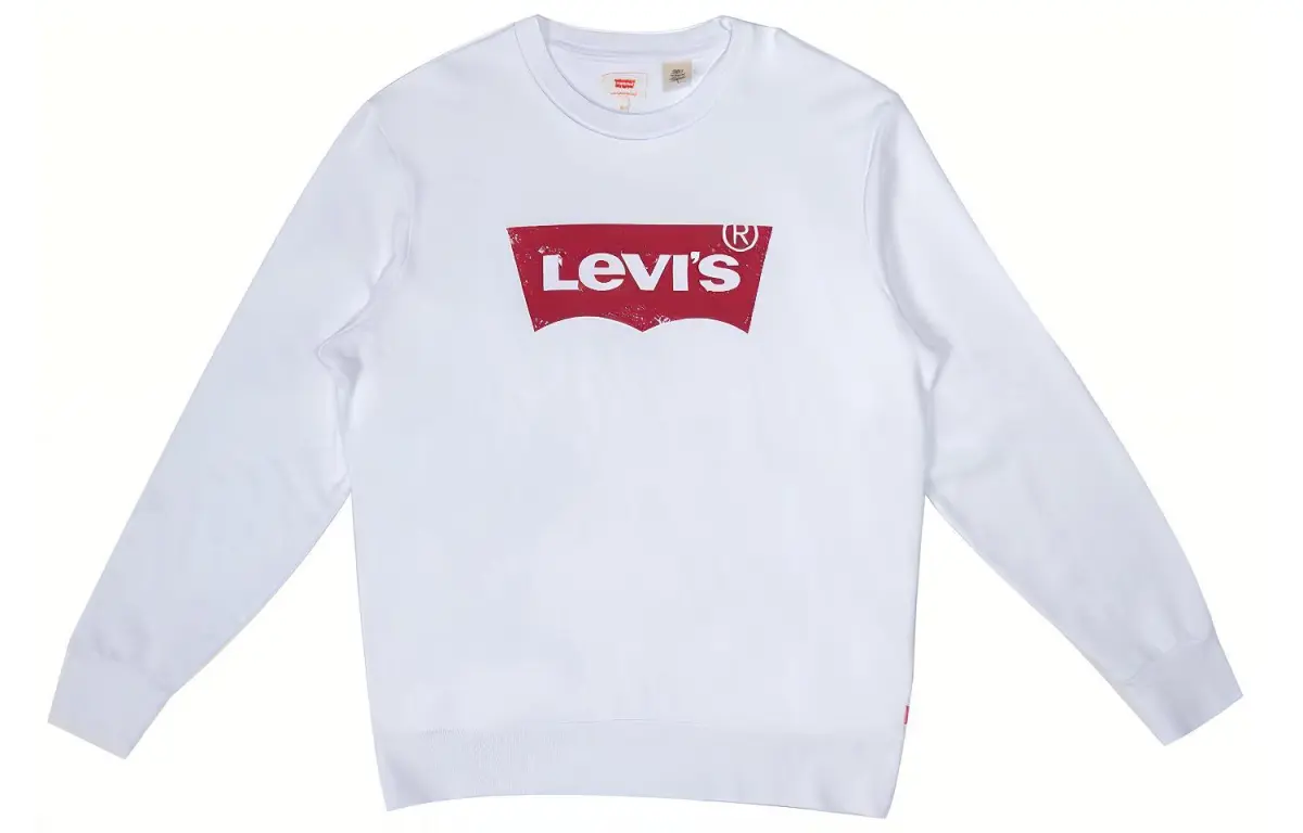 Levi's Sweatshirts Men's White Crew Neck Moderate Regular