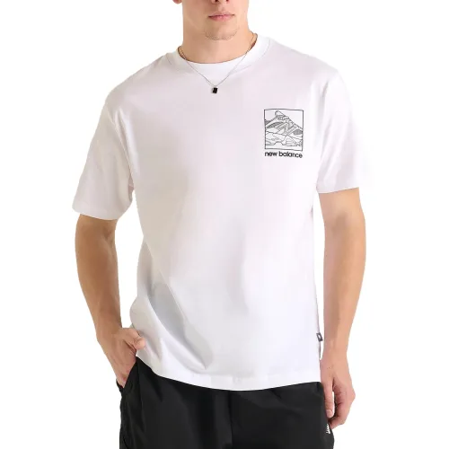 New Balance T Shirts Men's White Crew Neck