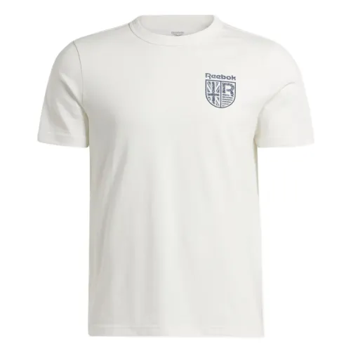 Reebok T Shirts Men's White Crew Neck Moderate Straight Fit
