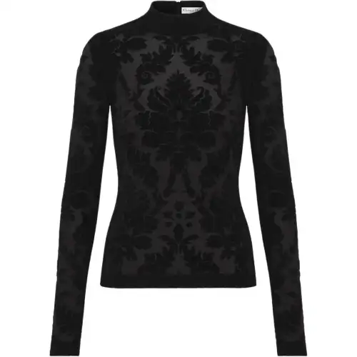 DIOR Knitwear Women's Black Stand Collar Moderate