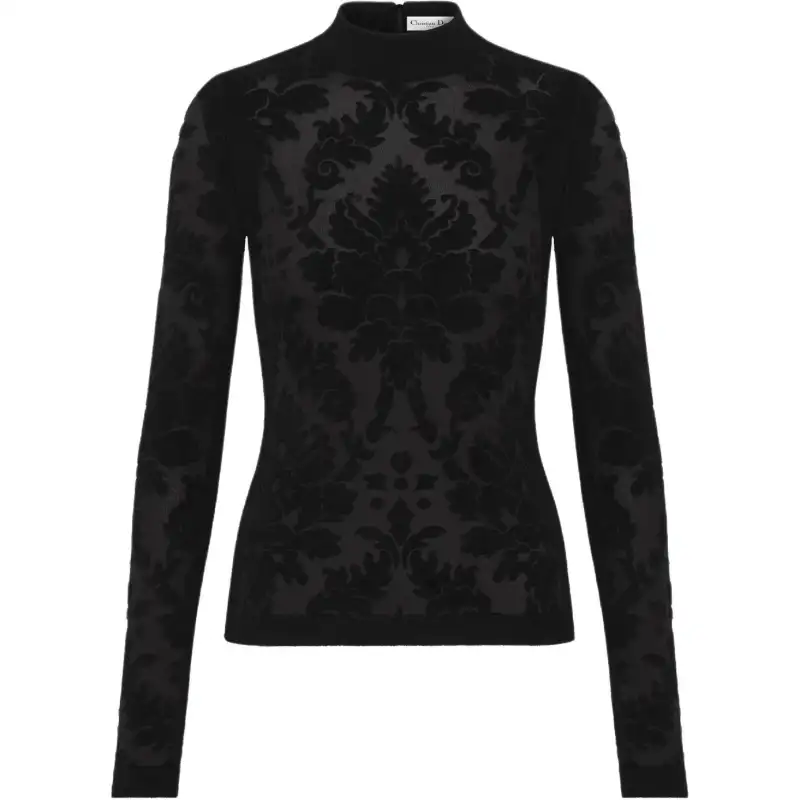 DIOR Knitwear Women's Black Stand Collar Moderate