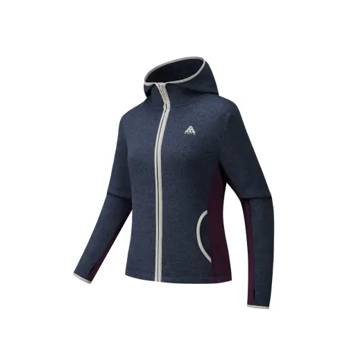 Anta Outdoor Collection Liner Coat, Thick Needle Fleece Garment Women's Maya Blue Flower Gray