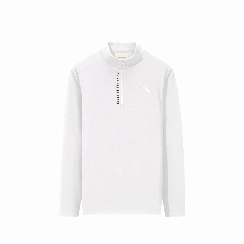 Anta Fashion Quick Dry Breathable Comfortable Lightweight Sports Versatile Half Turtleneck Knitwear Men's Pure White