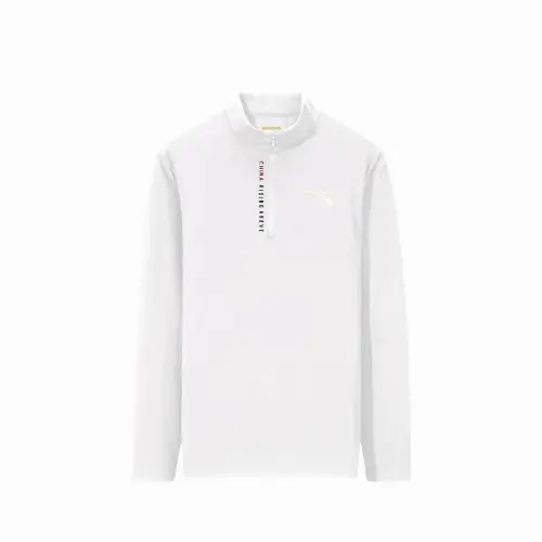 Anta Fashion Quick Dry Breathable Comfortable Lightweight Sports Versatile Half Turtleneck Knitwear Men's Pure White