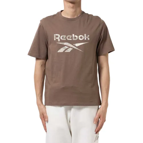 Reebok T Shirts Men's Brown Crew Neck Moderate Straight Fit