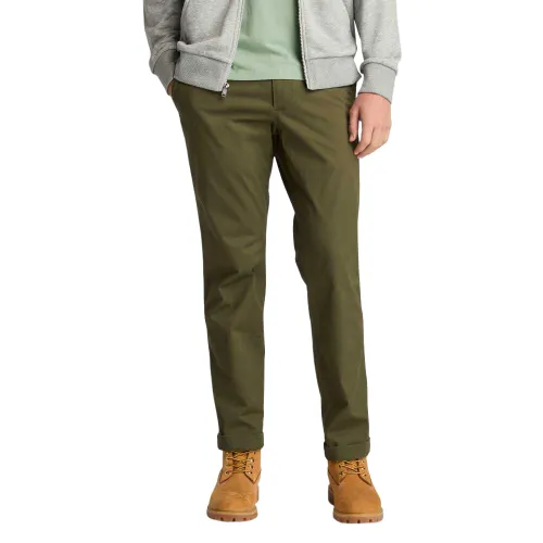 Timberland Casual Pants Men's Army Green Moderate Straight Fit Pants
