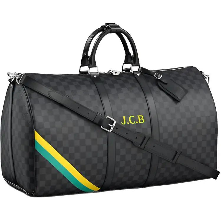 LOUIS VUITTON Keepall Canvas With Leather Handbag, Shoulder Bag, Crossbody Bag, Travel Bag Unisex