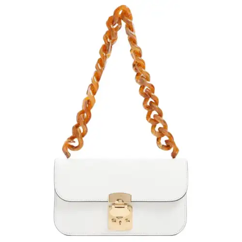 MIU MIU Leather Shoulder Bag Women's White