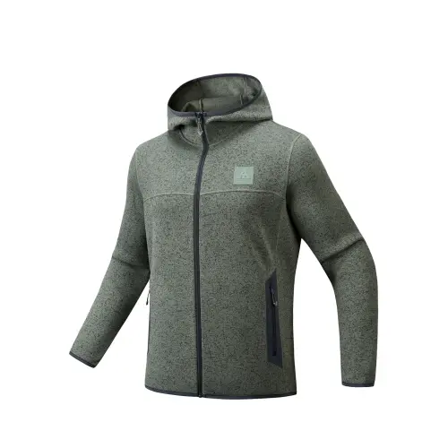 Anta Outdoor Collection Thick Needle Fleece Tops Men's Tipsy Green Heather Gray