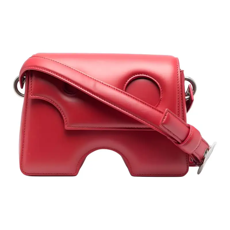 OFF WHITE Burrow Genuine Leather Irregular Shaped Bag, Crossbody Bag, Shoulder Bag Unisex Red