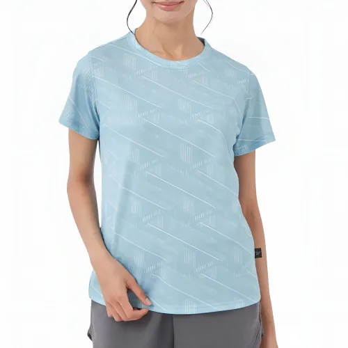 Reebok T Shirts Women's Blue Crew Neck Moderate Straight Fit