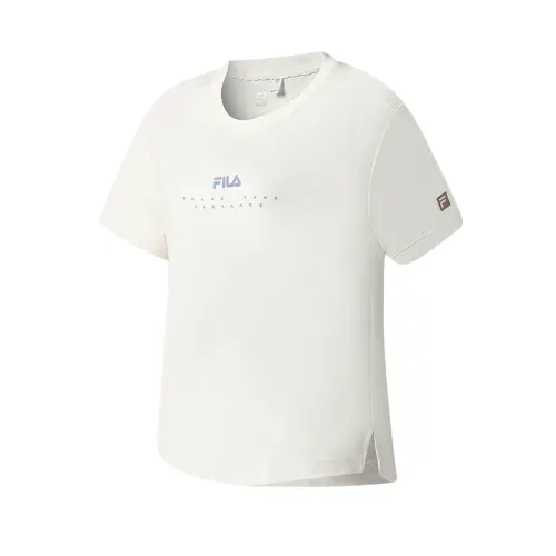 FILA Fitness T Shirts Women's Heron White WT Crew Neck Moderate Straight Fit