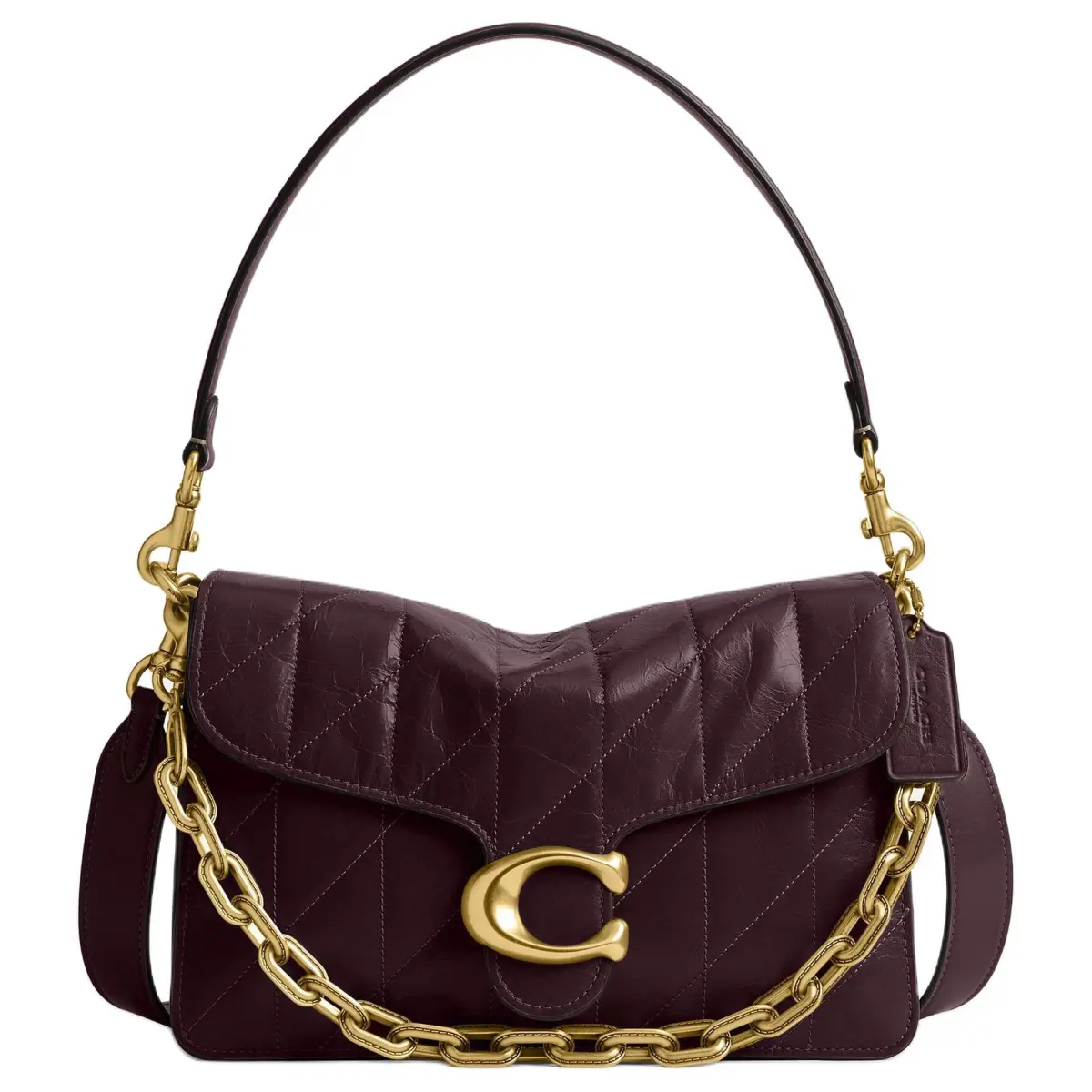 COACH ChainTabby Cow Leather Crossbody Bag, Shoulder Bag Medium Women's Red Chestnut