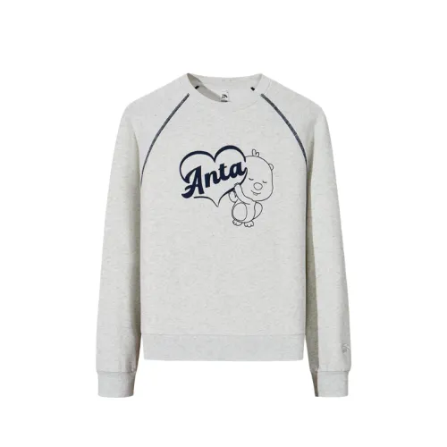 Anta Fleece Lined Thermal Fashion Print Cotton Loose Fit Comfortable Casual Pullover Sweatshirt Women's