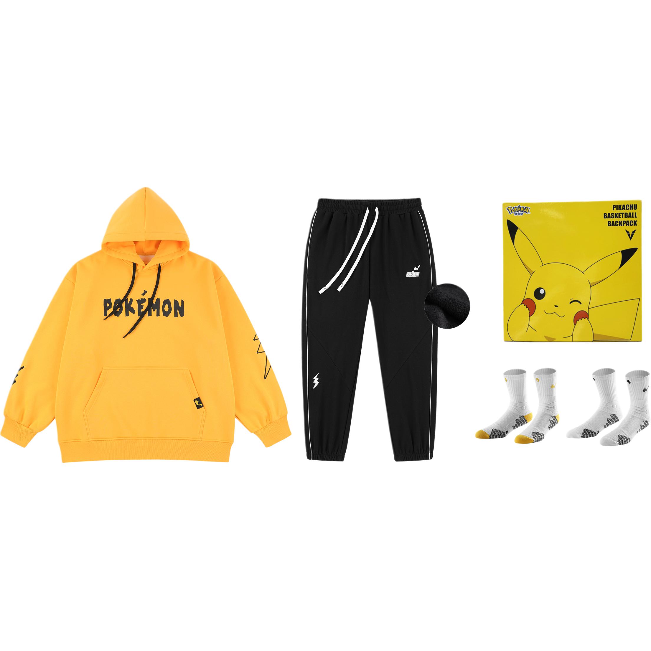 VEIDOORN X Pokémon Collaboration Pikachu American Style Loose Fit Fleece Lined Pullover Hoodie Fall Winter Elastic Cuff