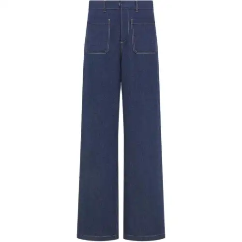 DIOR 8 Jeans Women's Dark Blue Moderate Flared Pants