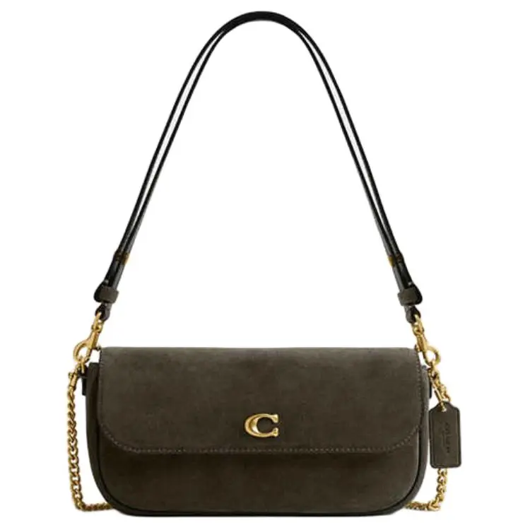 COACH Cow Leather Shoulder Bags Medium Women's Olive Green
