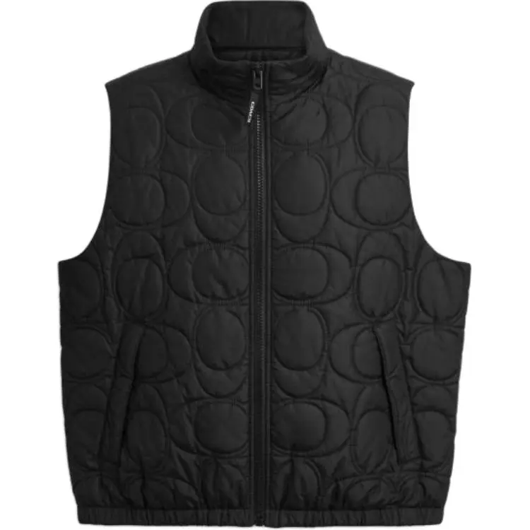COACH Puffer Jackets Men's Black Stand Collar Moderate