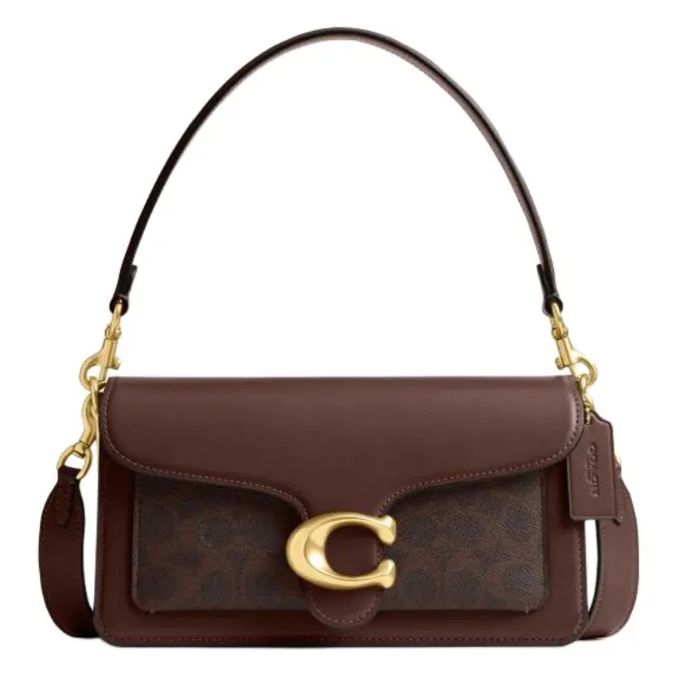 COACH Tabby Cow Leather Shoulder Bag Medium Women's Maple Brown