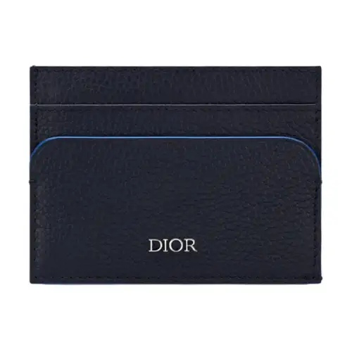 DIOR Grain Calfskin Card Holder Card Holder Unisex Marine Blue