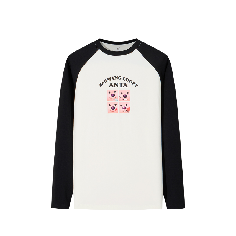 Женский лонгслив Anta Cotton Loose (черно-белый)