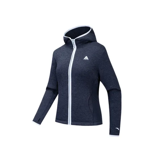 Anta Outdoor Collection Liner Coat, Thick Needle Fleece Garment Women's Midnight Blue Heather Gray