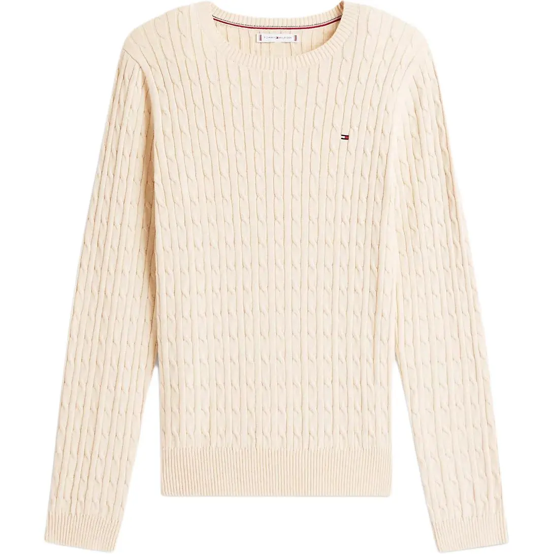 Tommy Hilfiger Sweaters Women's Beige Crew Neck Moderate Straight Fit