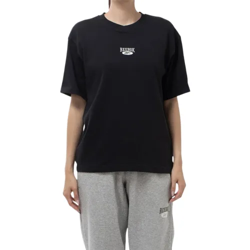 Reebok T Shirts Women's Black Crew Neck Moderate Straight Fit