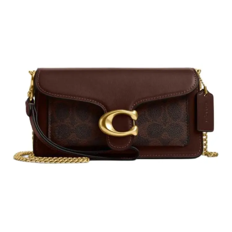 COACH Tabby Artificial Leather With Cow Leather Crossbody Bags Small Women's Maple Brown