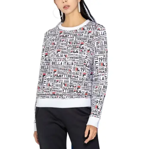 FILA WHITE Sweatshirts Women's All Over Print Crew Neck Moderate