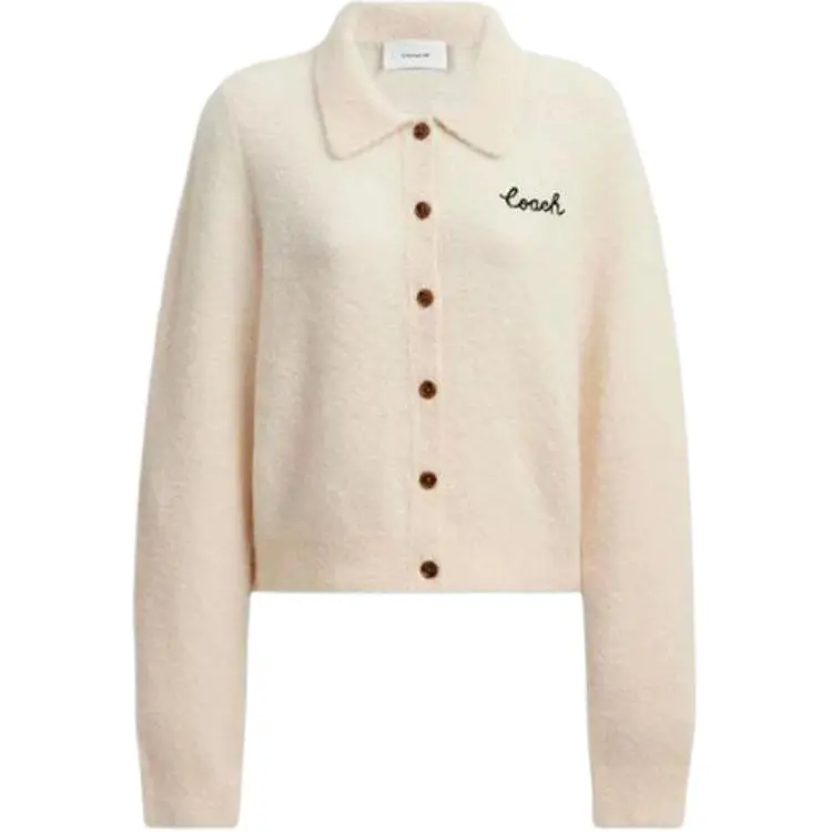 COACH Sweaters Women's Light Beige Lapel Moderate