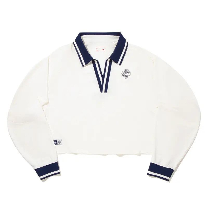 Li Ning Polo Shirts Women's Ivory Polo Collar Moderate Straight Fit