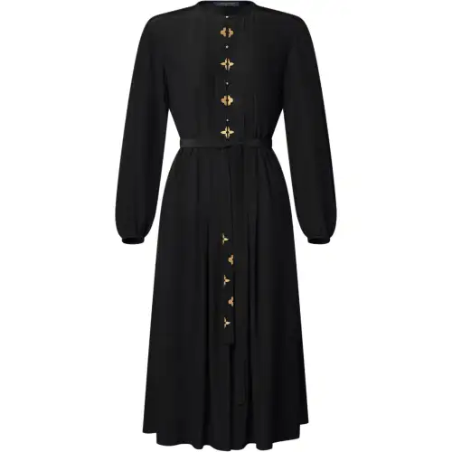 LOUIS VUITTON Monogram Accent Pleat Dress