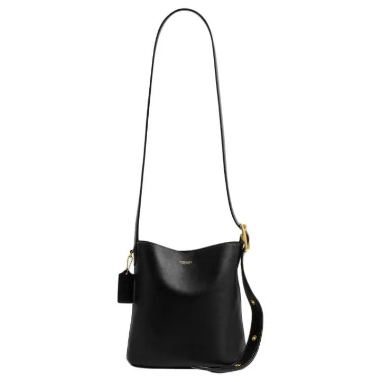 COACH Bleecker Cow Leather Bucket Bag, Shoulder Bag Small Women's Black