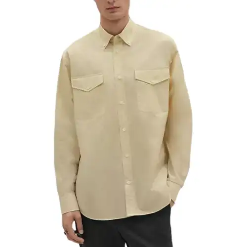 HERMES Shirts Men's Yellow Lapel Moderate