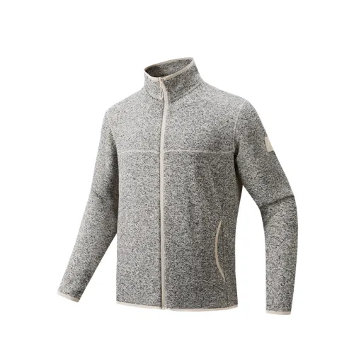 ANTA Velvet Jackets Men's Fish Belly White Heather Gray 1 Stand Collar Moderate