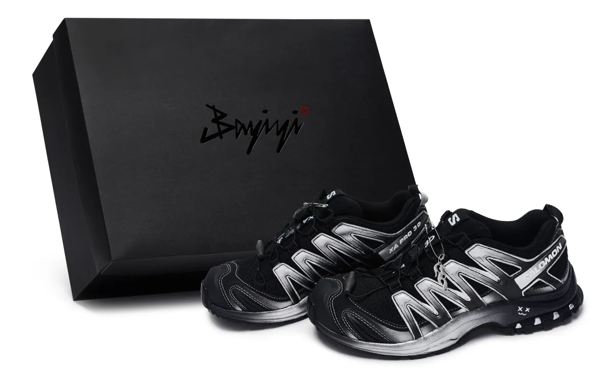 SALOMON XA PRO 3D 811 Manufacturing, Silver Wing Fantasy, Special Shoe Box Low top Outdoor Shoes Unisex Black Silver