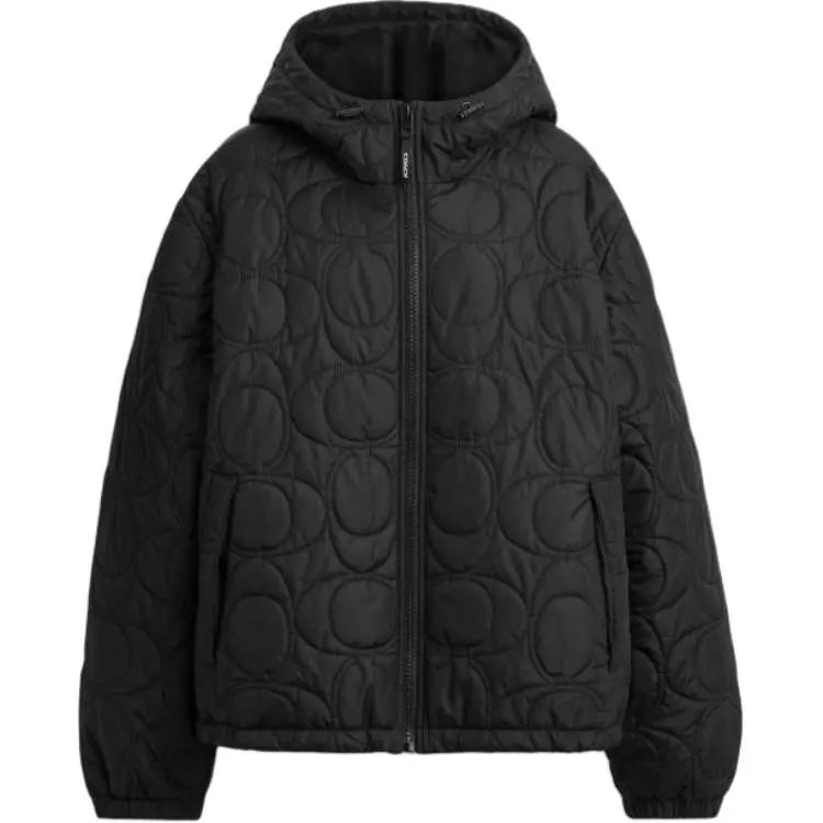 COACH Puffer Jackets Men's Black Hooded (Non-detachable) Moderate