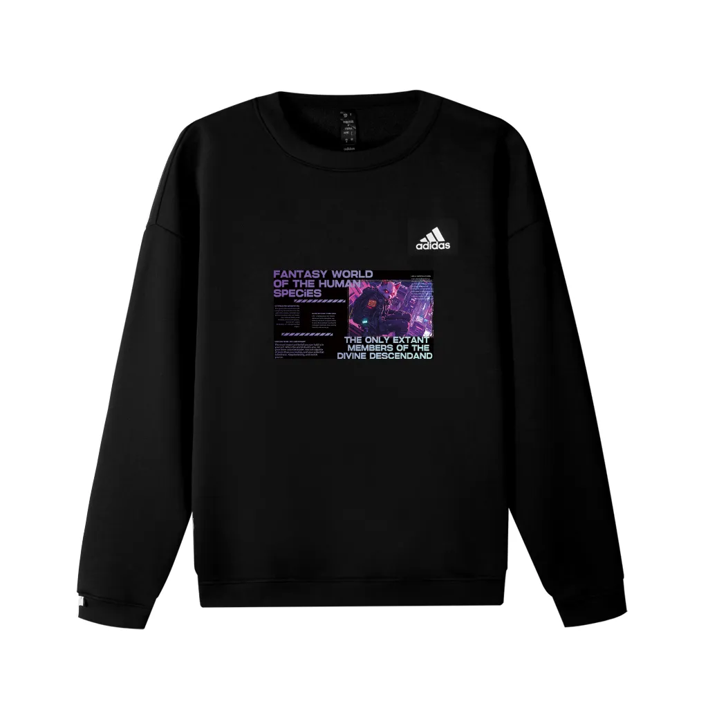 Adidas LABEL Cushion Cyber Husky V Logo Print Crew Neck Loose Fit Drop Shoulder Pullover Long Sleeved Sweatshirt Unisex