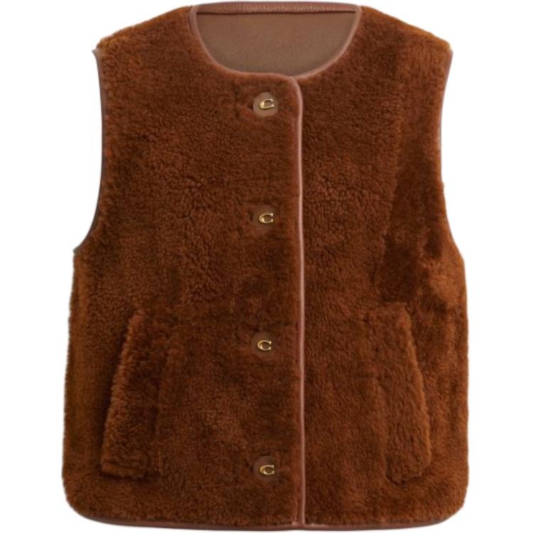 Женский жилет COACH Buttoned Vest (коричневый)