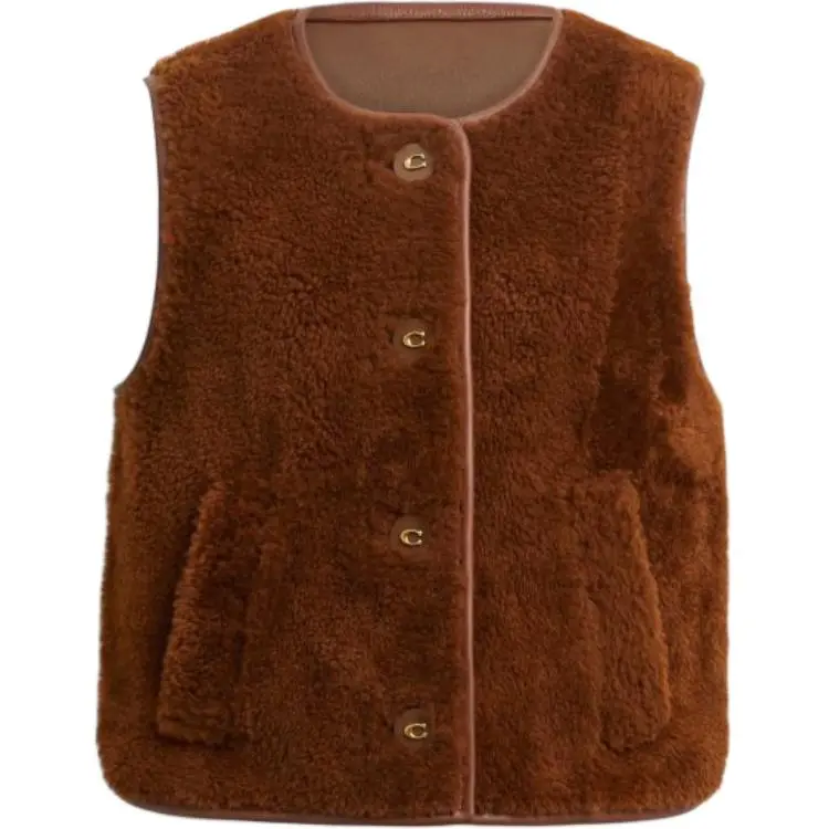 COACH Vests Women's Umber Collarless Moderate Other