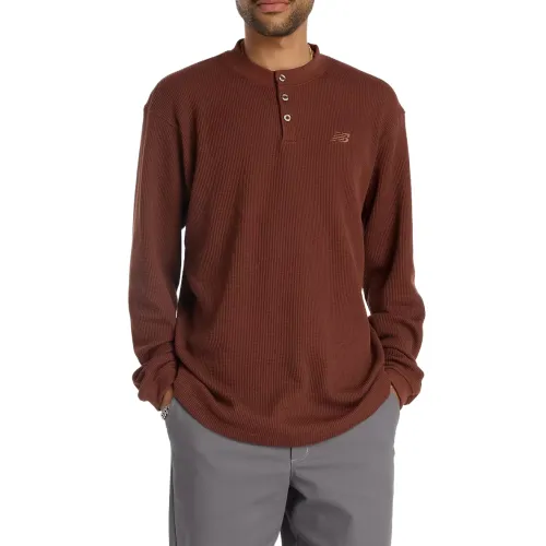 New Balance Waffle Knit Long Sleeve Henley T Shirt Men's