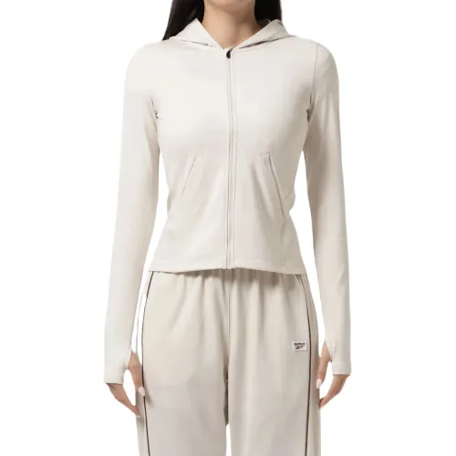 Reebok Sweatshirts Women's Ecru Hooded Moderate Cardigan
