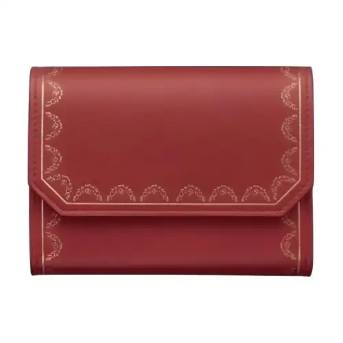 CARTIER Guirlande Calfskin Card Holder, Wallet Mini Women's Red