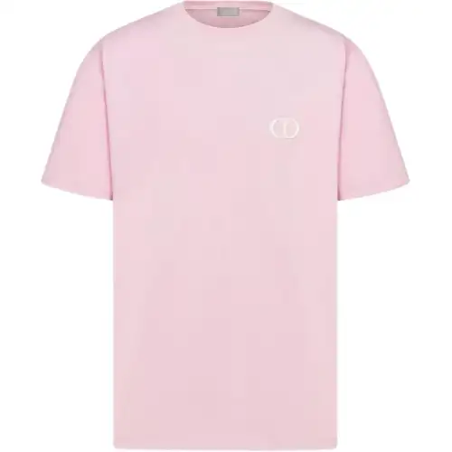 DIOR T Shirts Men's Pink Crew Neck Moderate