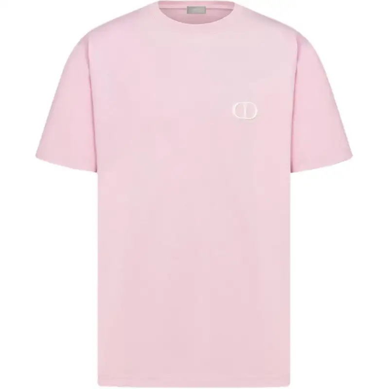 DIOR T Shirts Men's Pink Crew Neck Moderate