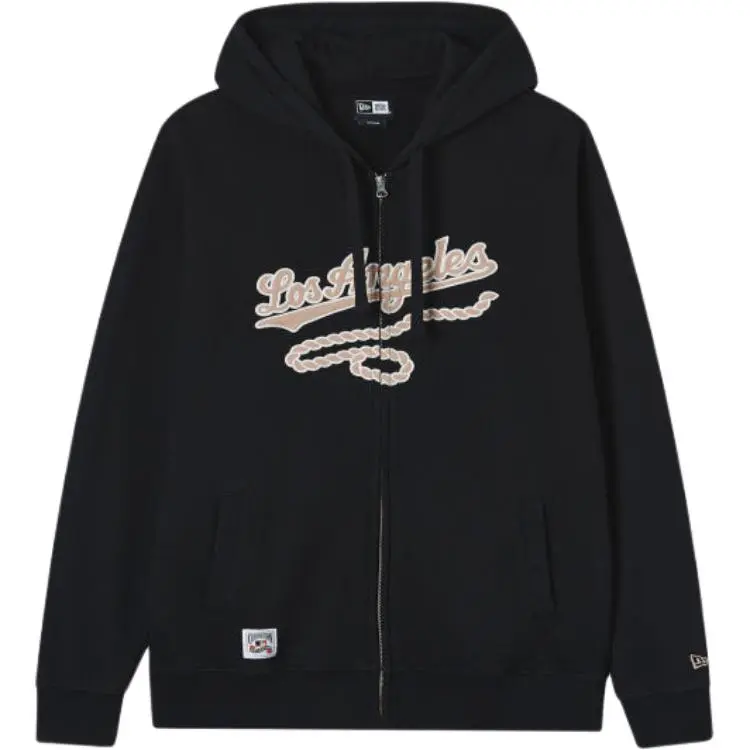 New Era Sweatshirts Unisex Black Hooded Moderate Cardigan