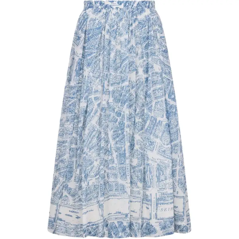 DIOR Casual Long Skirts Women's Light Blue Moderate Mid Length Pleated Skirt