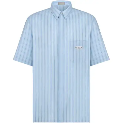DIOR Shirts Men's Blue Lapel Moderate