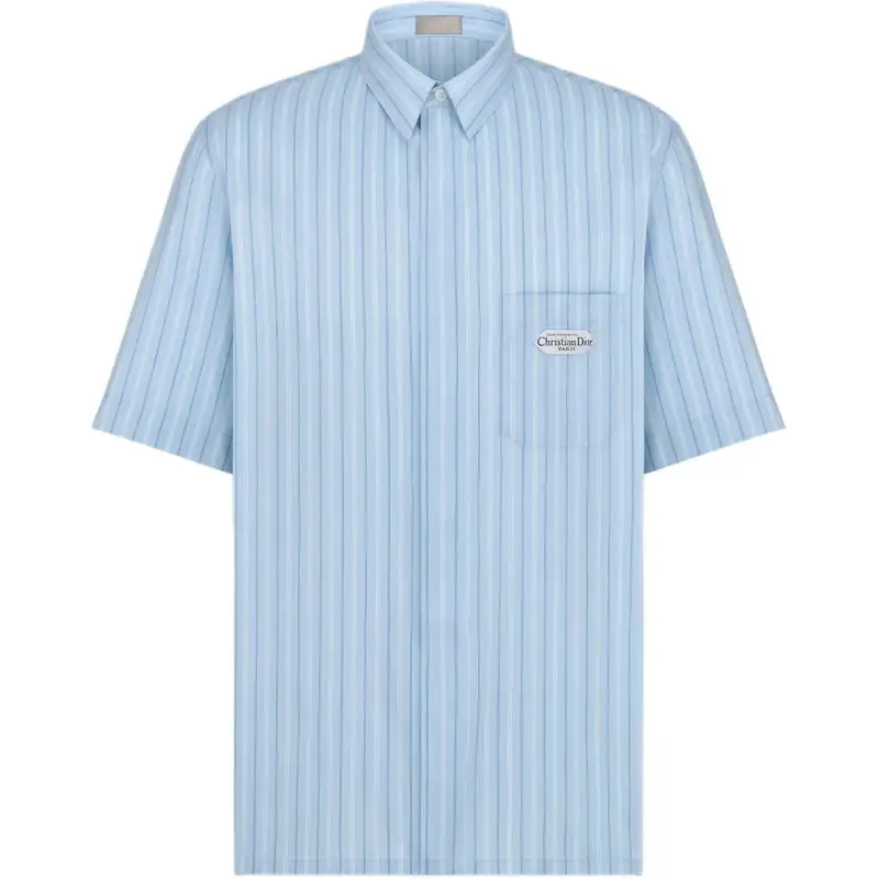 DIOR Shirts Men's Blue Lapel Moderate